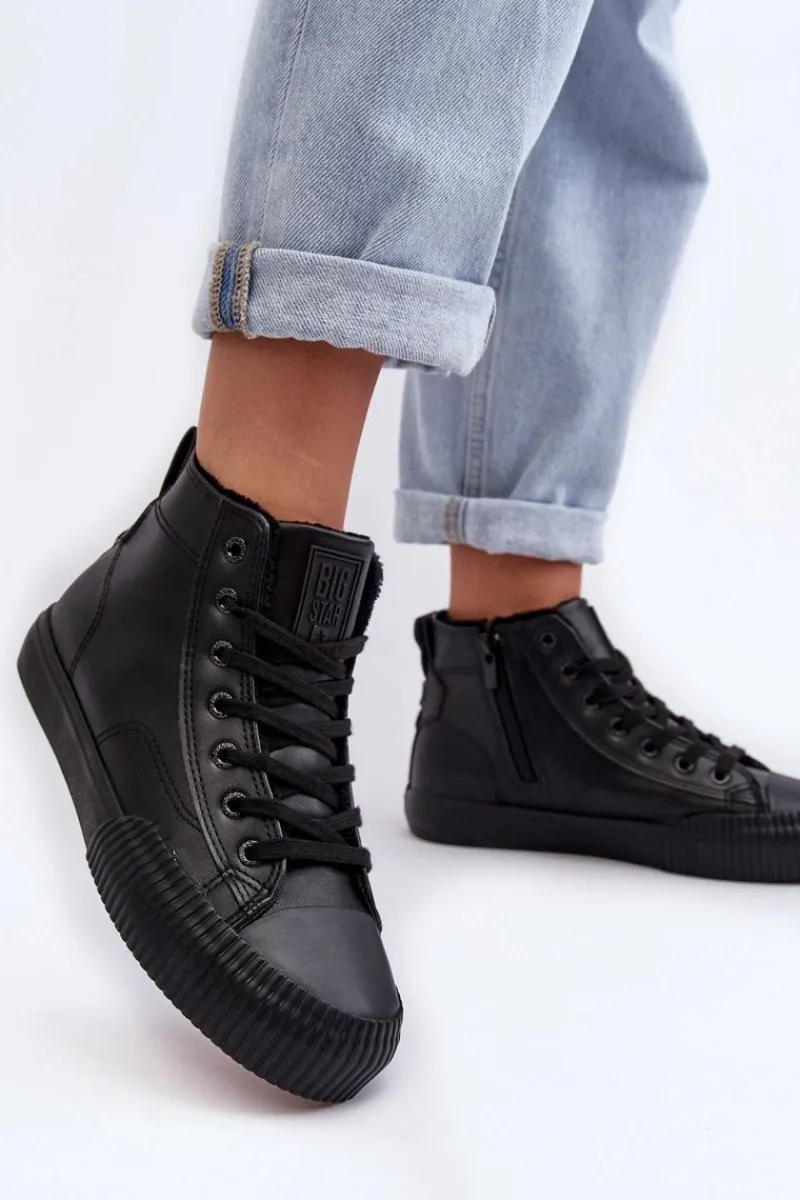 Clearance Big Star Shoes Trampki Damskie Ocieplane Na Suwak Czarne Big Star MM274020