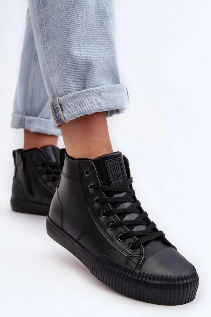 Clearance Big Star Shoes Trampki Damskie Ocieplane Na Suwak Czarne Big Star MM274020