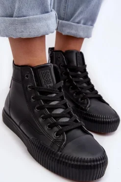 Clearance Big Star Shoes Trampki Damskie Ocieplane Na Suwak Czarne Big Star MM274020