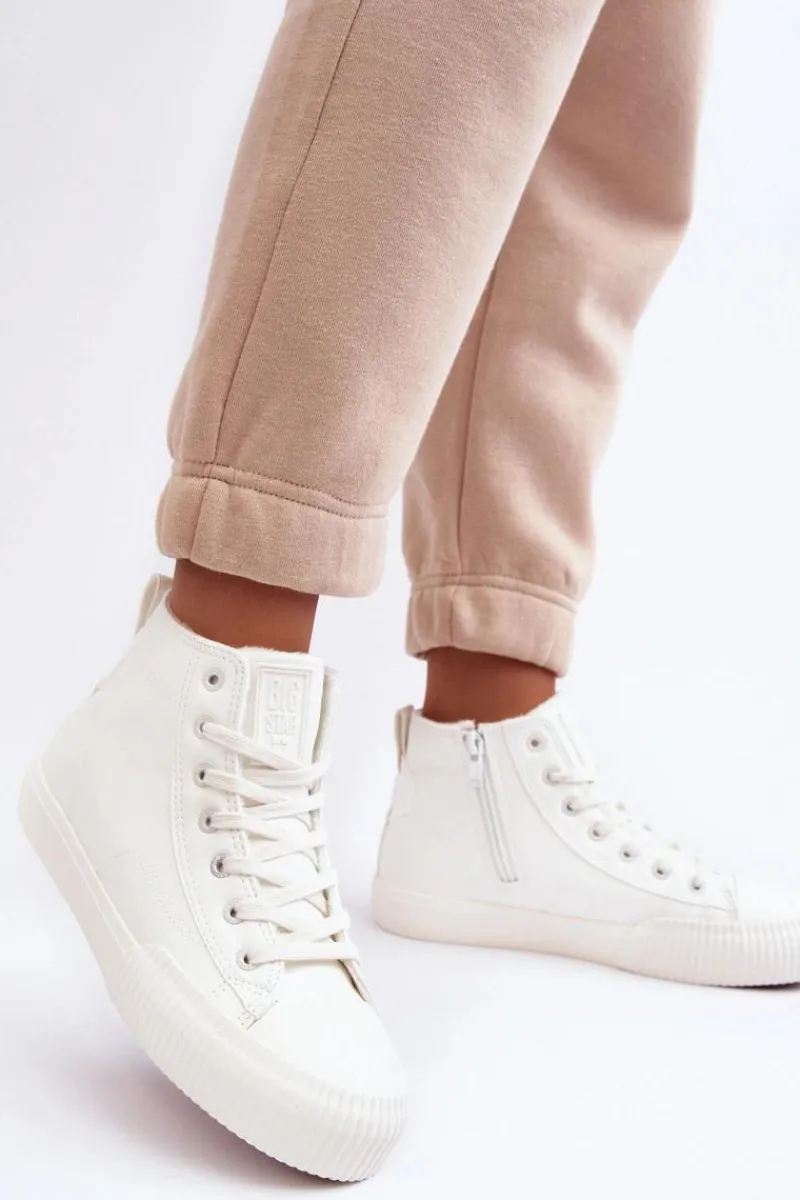 Online Big Star Shoes Trampki Damskie Ocieplane Na Suwak Białe Big Star MM274017