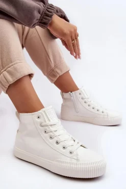 Online Big Star Shoes Trampki Damskie Ocieplane Na Suwak Białe Big Star MM274017