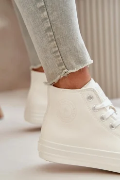 Trampki Ocieplane|Trampki Damskie Big Star>Big Star Shoes Trampki Damskie Ocieplane Z Eko Skóry Białe Big Star OO274932 Biały