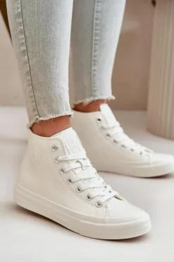 Trampki Ocieplane|Trampki Damskie Big Star></noscript>Big Star Shoes Trampki Damskie Ocieplane Z Eko Skóry Białe Big Star OO274932 Biały