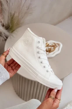 Trampki Ocieplane|Trampki Damskie Big Star></noscript>Big Star Shoes Trampki Damskie Ocieplane Z Eko Skóry Białe Big Star OO274932 Biały