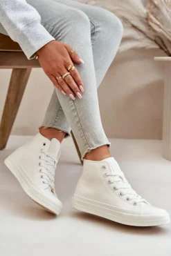 Trampki Ocieplane|Trampki Damskie Big Star></noscript>Big Star Shoes Trampki Damskie Ocieplane Z Eko Skóry Białe Big Star OO274932 Biały