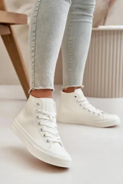 Trampki Ocieplane|Trampki Damskie Big Star></noscript>Big Star Shoes Trampki Damskie Ocieplane Z Eko Skóry Białe Big Star OO274932 Biały