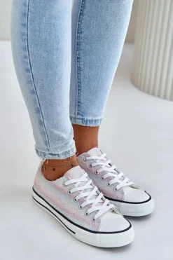 Boto Trampki Damskie Ozdobione Cekinami Multikolor Nolrina