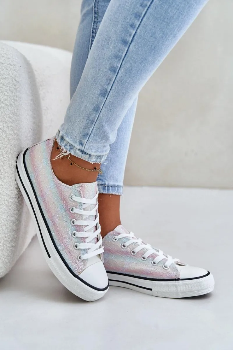 Boto Trampki Damskie Ozdobione Cekinami Multikolor Nolrina