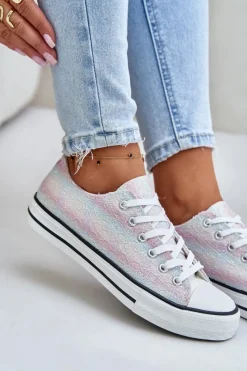 Boto Trampki Damskie Ozdobione Cekinami Multikolor Nolrina