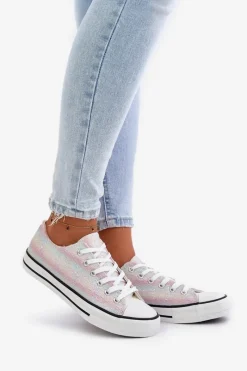 Boto Trampki Damskie Ozdobione Cekinami Multikolor Nolrina