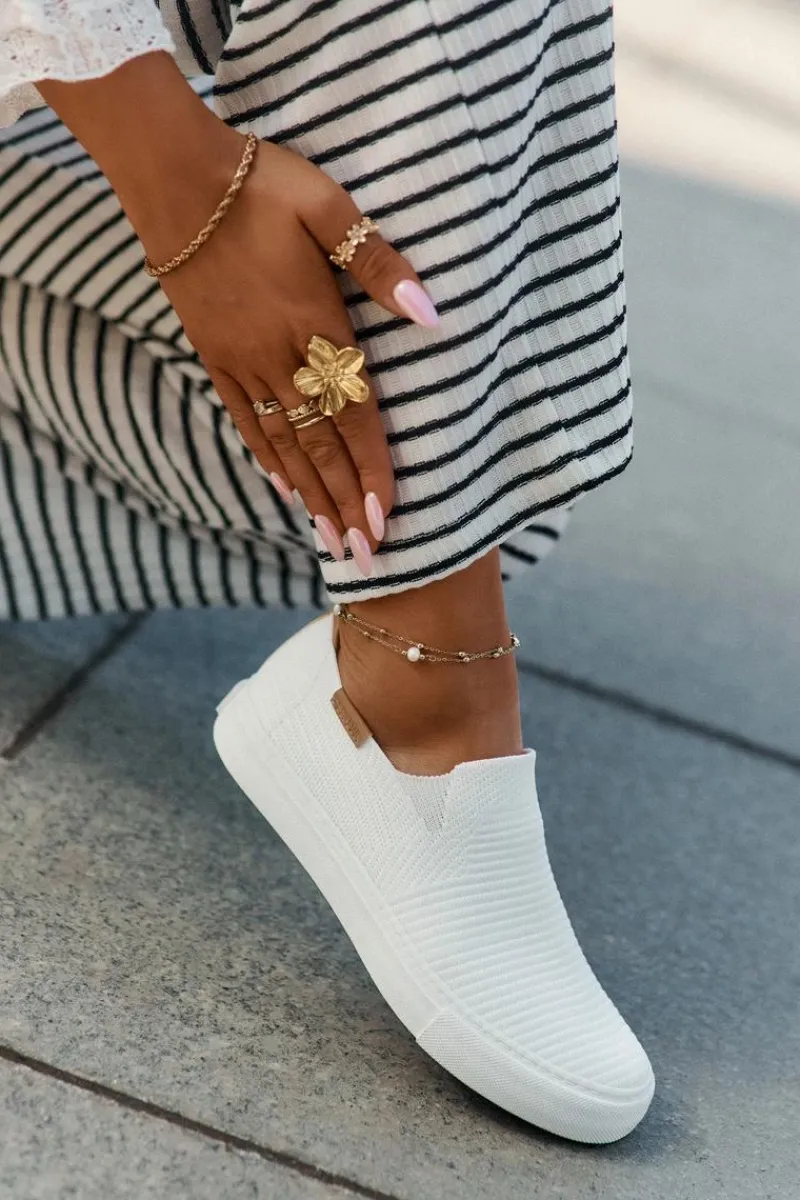 Sale Big Star Shoes Trampki Damskie Slip-On Big Star RR274717 Białe Biały