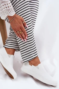 Sale Big Star Shoes Trampki Damskie Slip-On Big Star RR274717 Białe Biały