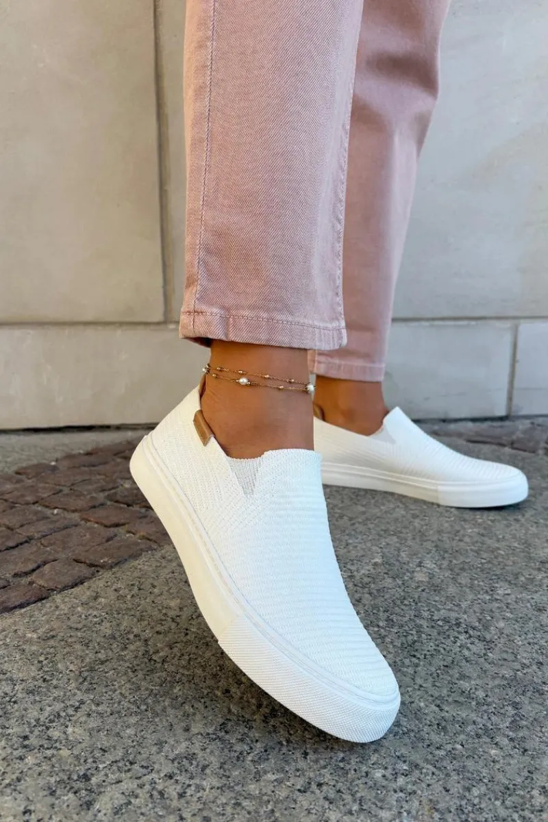 Sale Big Star Shoes Trampki Damskie Slip-On Big Star RR274717 Białe Biały