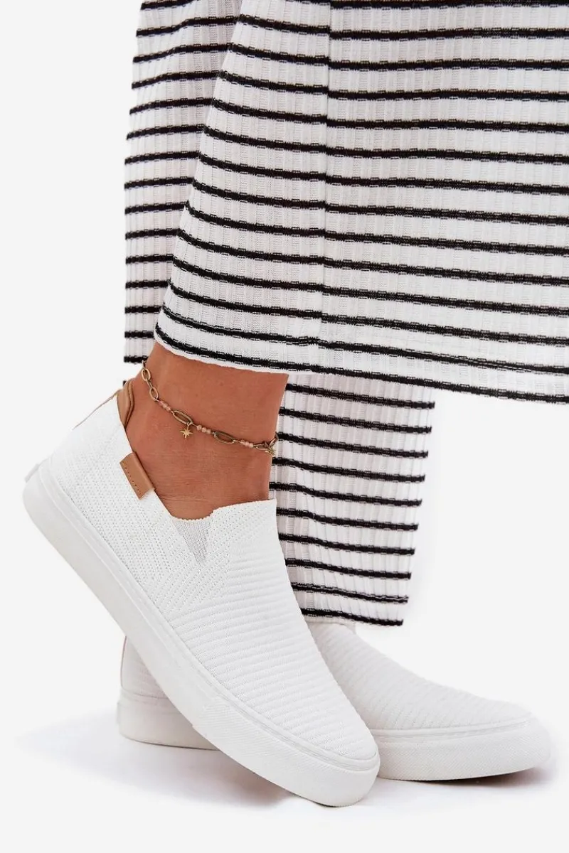 Sale Big Star Shoes Trampki Damskie Slip-On Big Star RR274717 Białe Biały