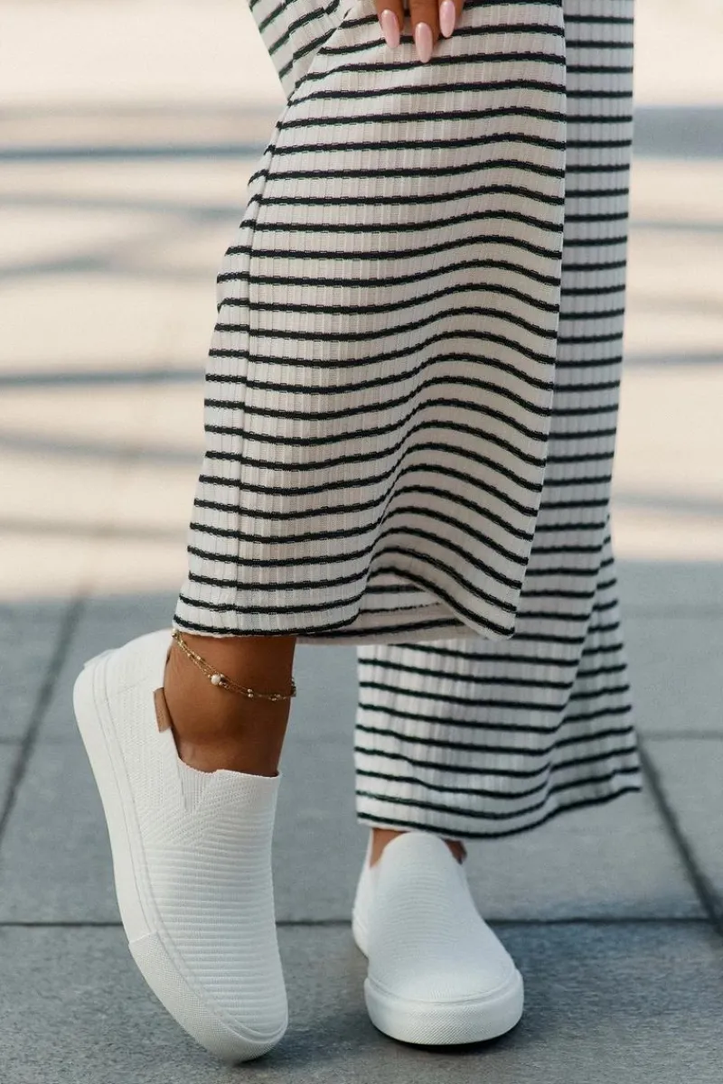 Sale Big Star Shoes Trampki Damskie Slip-On Big Star RR274717 Białe Biały