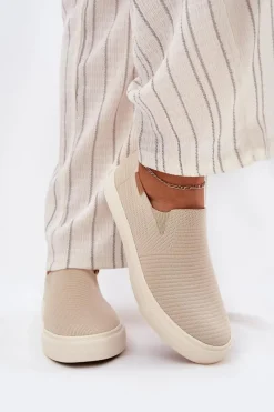 Sale Trampki Damskie Slip-On Big Star RR274721 Beżowe Damskie Trampki Damskie Big Star|Trampki Damskie Slip-On