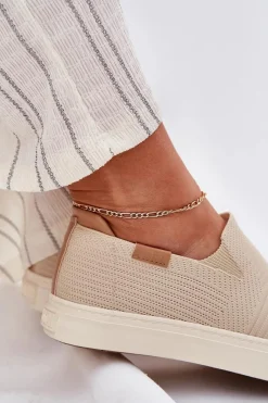 Sale Trampki Damskie Slip-On Big Star RR274721 Beżowe Damskie Trampki Damskie Big Star|Trampki Damskie Slip-On