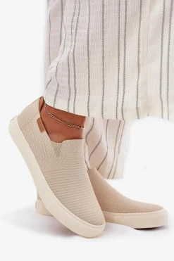 Sale Trampki Damskie Slip-On Big Star RR274721 Beżowe Damskie Trampki Damskie Big Star|Trampki Damskie Slip-On