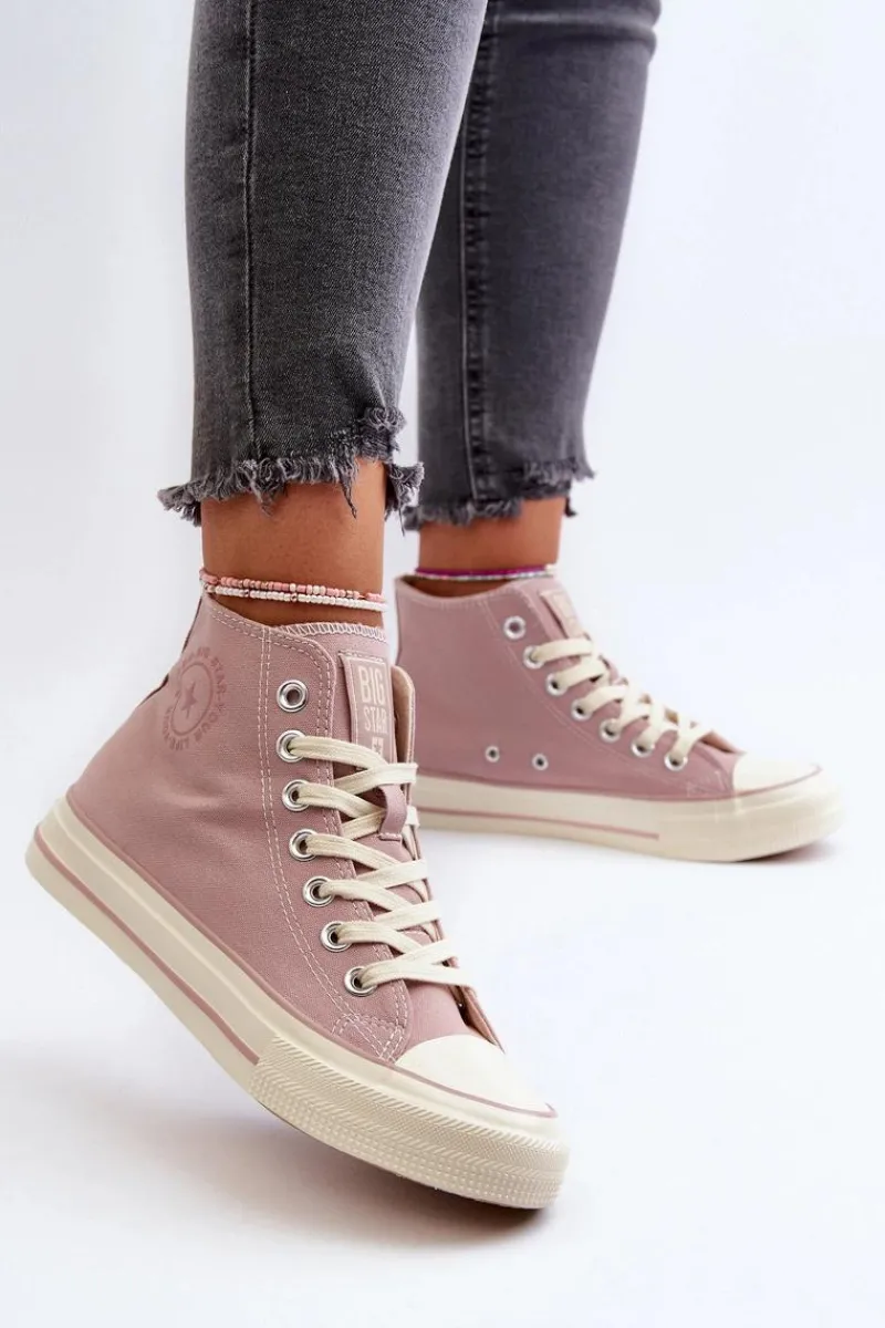 Trampki Damskie Big Star|Trampki Damskie Wysokie>Big Star Shoes Trampki Damskie Wysokie Big Star NN274277 Różowe Różowy