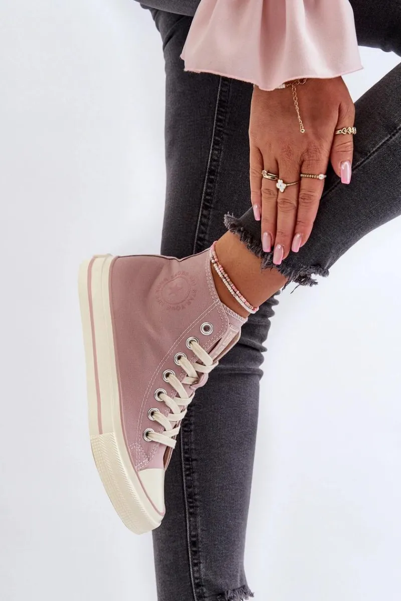 Trampki Damskie Big Star|Trampki Damskie Wysokie>Big Star Shoes Trampki Damskie Wysokie Big Star NN274277 Różowe Różowy