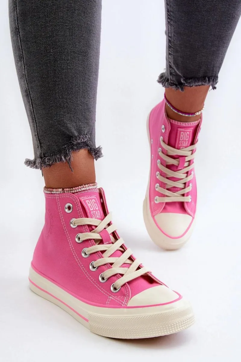 Trampki Damskie Big Star|Trampki Damskie Wysokie>Big Star Shoes Trampki Damskie Wysokie Big Star NN274282 Różowe