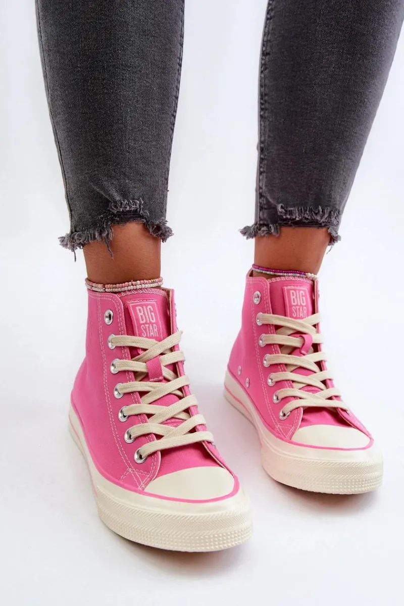 Trampki Damskie Big Star|Trampki Damskie Wysokie>Big Star Shoes Trampki Damskie Wysokie Big Star NN274282 Różowe