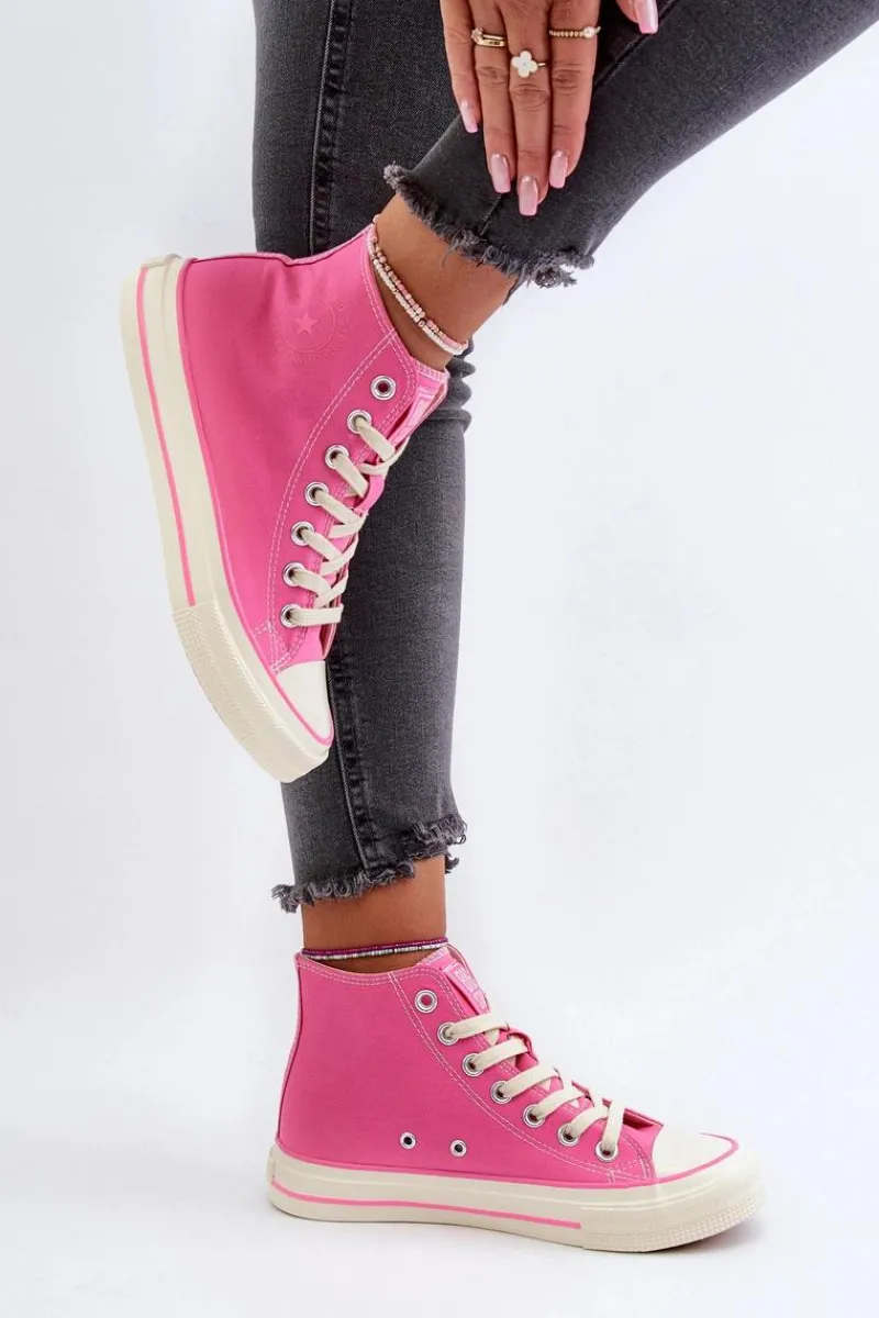 Trampki Damskie Big Star|Trampki Damskie Wysokie>Big Star Shoes Trampki Damskie Wysokie Big Star NN274282 Różowe