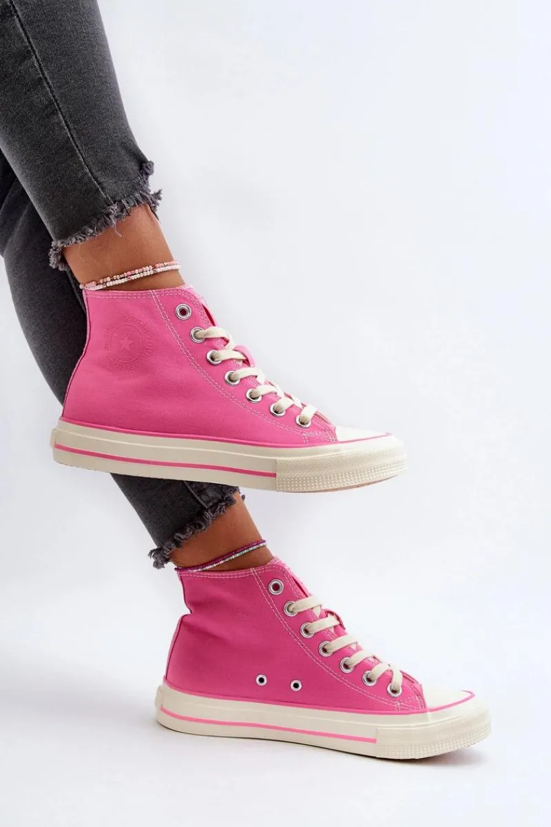 Trampki Damskie Big Star|Trampki Damskie Wysokie>Big Star Shoes Trampki Damskie Wysokie Big Star NN274282 Różowe