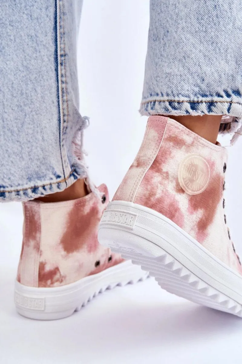 Big Star Shoes Trampki Damskie Wysokie Big Star LL274048 Beżowo-Różowe