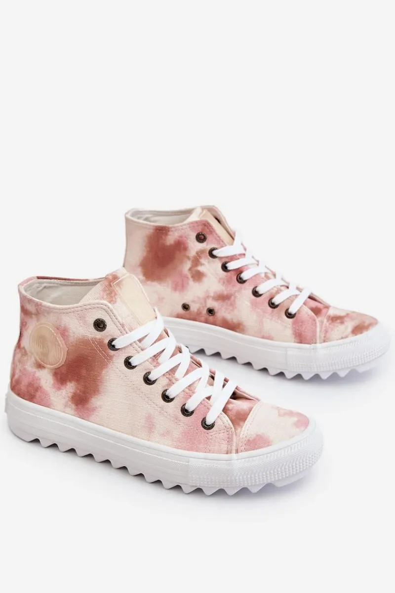 Big Star Shoes Trampki Damskie Wysokie Big Star LL274048 Beżowo-Różowe