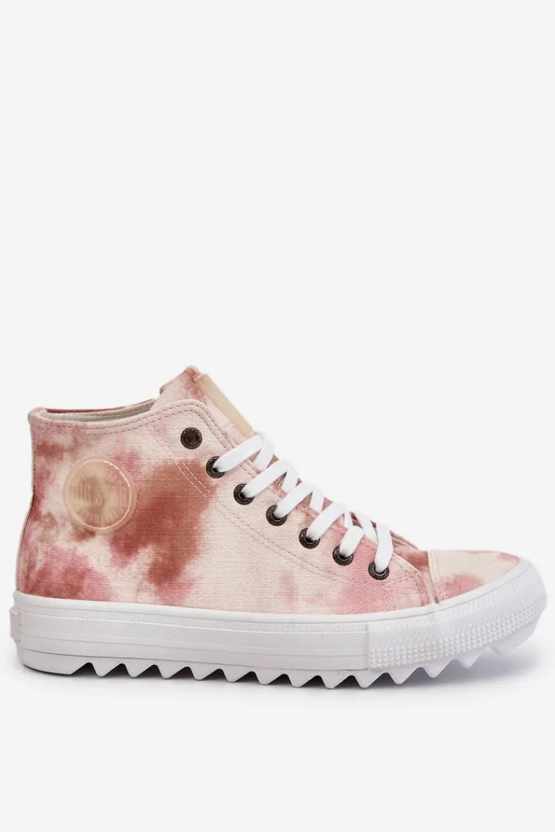 Big Star Shoes Trampki Damskie Wysokie Big Star LL274048 Beżowo-Różowe
