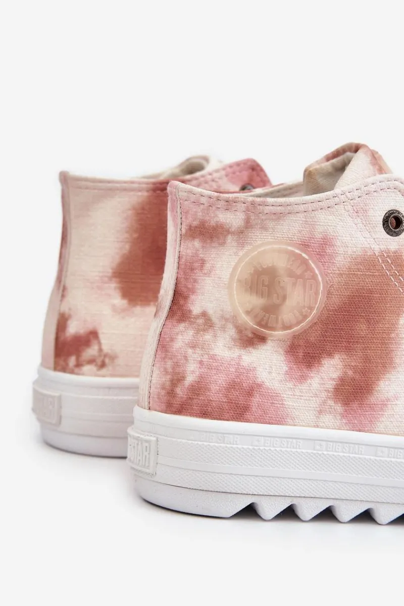 Big Star Shoes Trampki Damskie Wysokie Big Star LL274048 Beżowo-Różowe