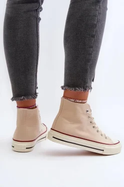 Outlet Trampki Damskie Wysokie Big Star NN274278 Beżowe Damskie Trampki Damskie Big Star|Trampki Damskie Wysokie