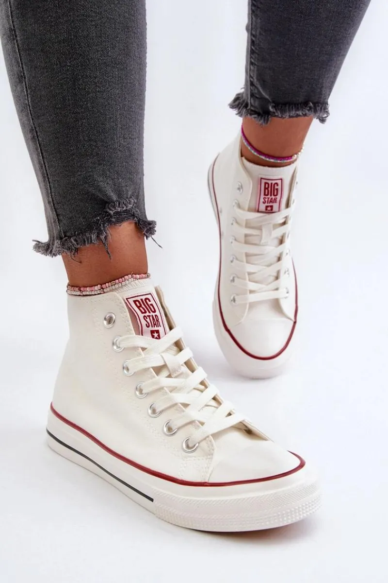 Hot Trampki Damskie Wysokie Big Star NN274276 Białe Damskie Trampki Damskie Big Star|Trampki Damskie Wysokie