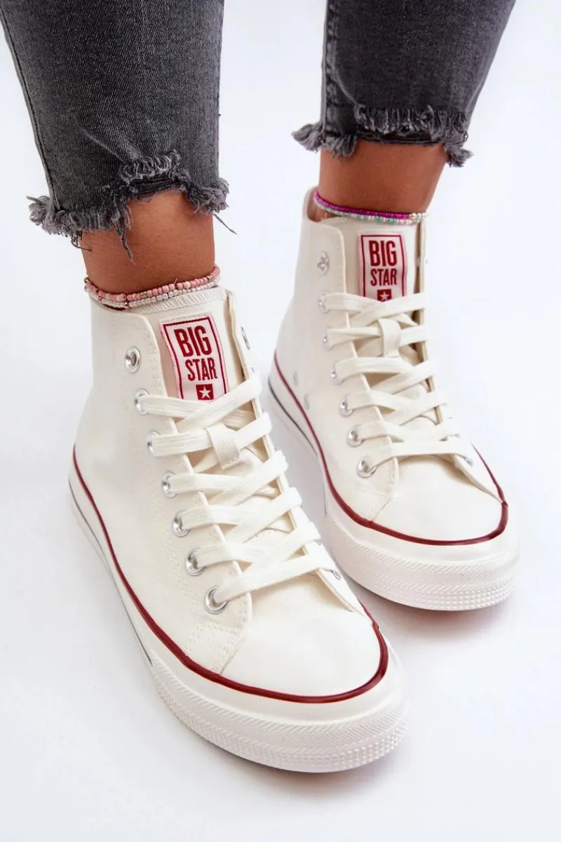 Hot Trampki Damskie Wysokie Big Star NN274276 Białe Damskie Trampki Damskie Big Star|Trampki Damskie Wysokie