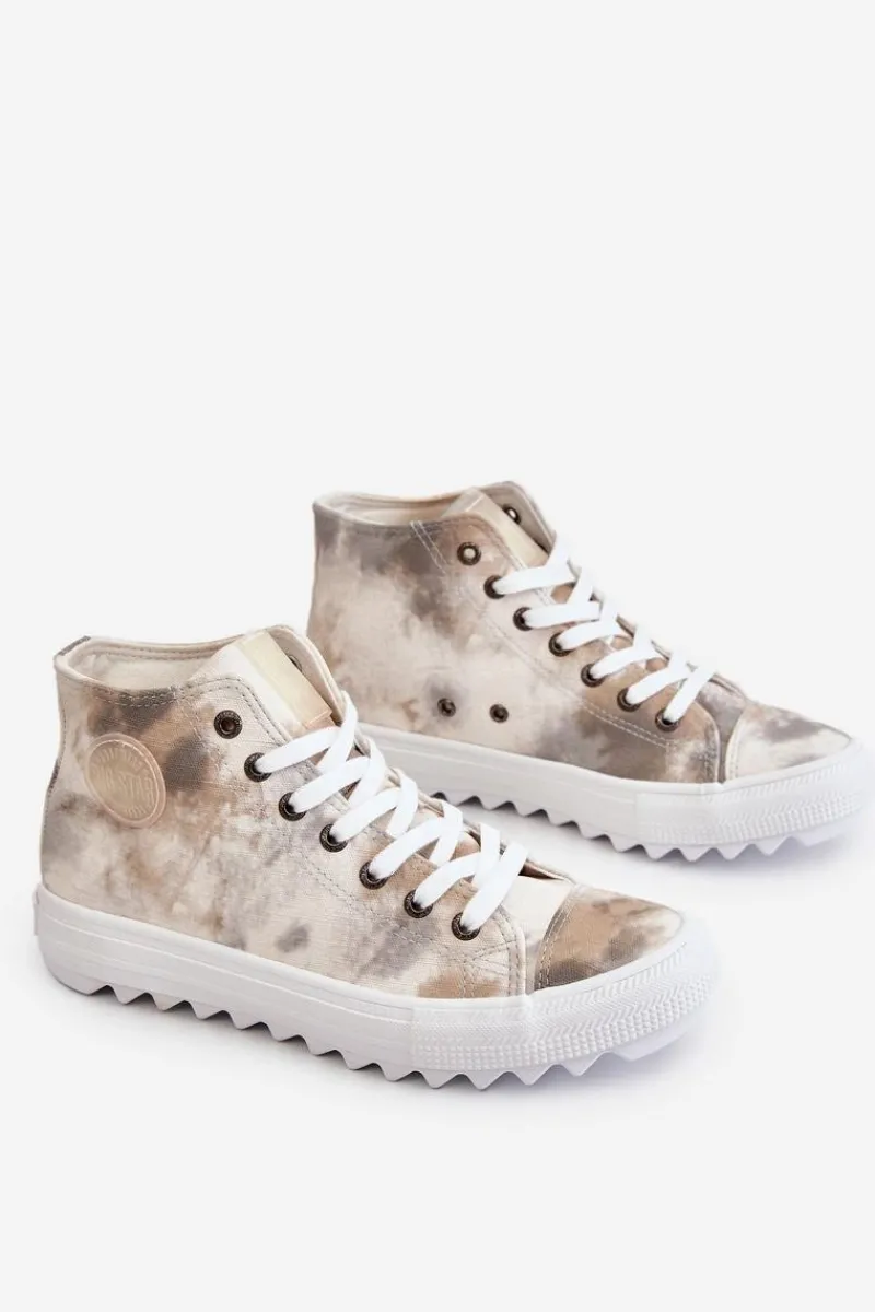 Trampki Damskie Big Star|Trampki Damskie Wysokie>Big Star Shoes Trampki Damskie Wysokie Big Star LL274047 Biało-Zielone