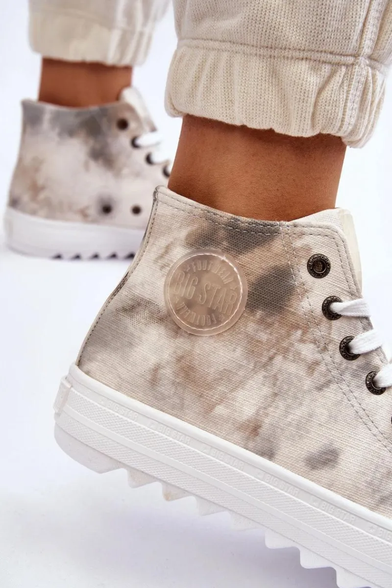 Trampki Damskie Big Star|Trampki Damskie Wysokie>Big Star Shoes Trampki Damskie Wysokie Big Star LL274047 Biało-Zielone