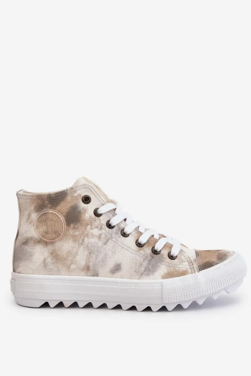 Trampki Damskie Big Star|Trampki Damskie Wysokie>Big Star Shoes Trampki Damskie Wysokie Big Star LL274047 Biało-Zielone