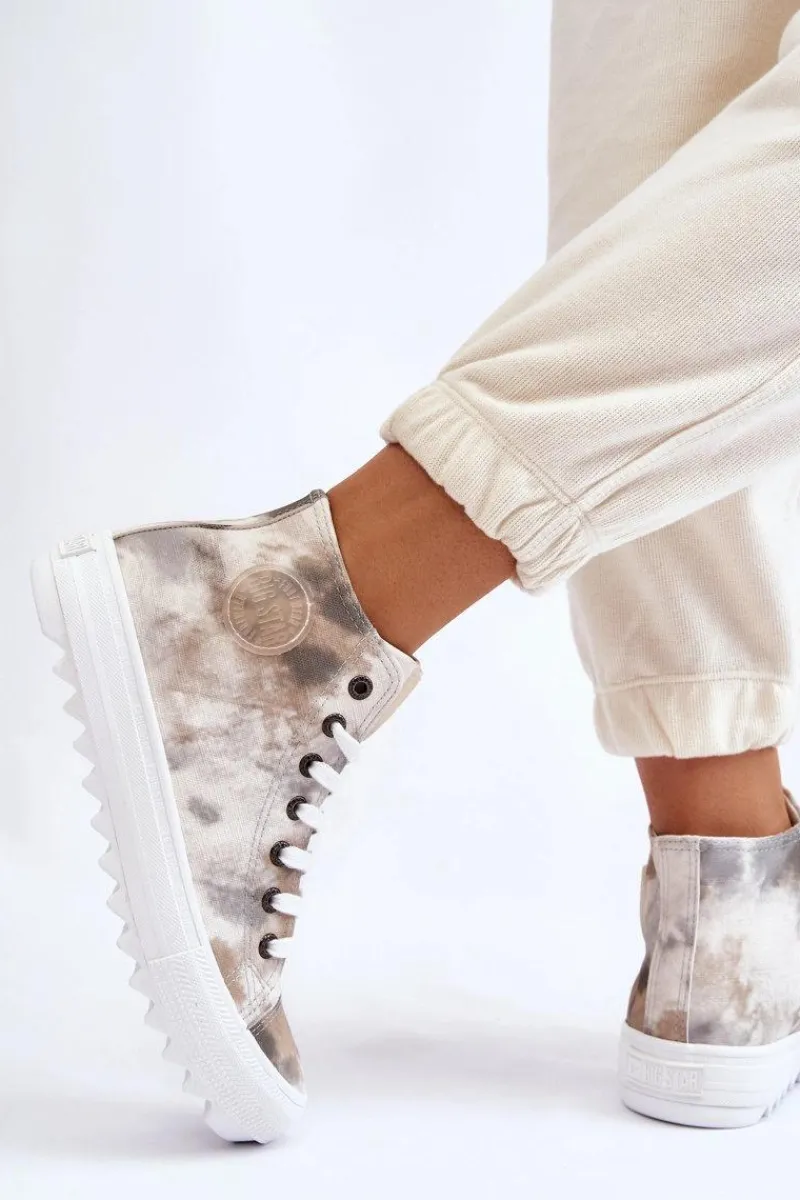 Trampki Damskie Big Star|Trampki Damskie Wysokie>Big Star Shoes Trampki Damskie Wysokie Big Star LL274047 Biało-Zielone