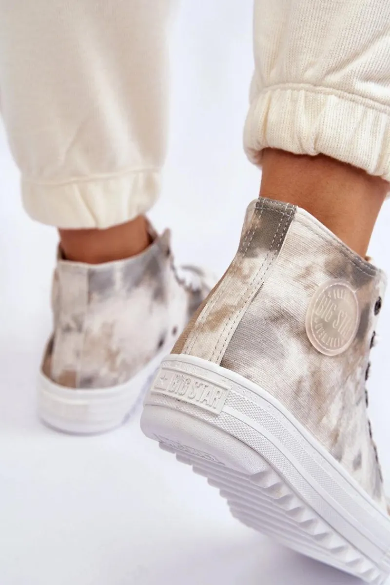 Trampki Damskie Big Star|Trampki Damskie Wysokie>Big Star Shoes Trampki Damskie Wysokie Big Star LL274047 Biało-Zielone