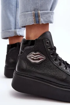 Discount Trampki Damskie Wysokie Na Suwak Lemar Czarne Katerin Damskie Trampki Damskie Wysokie