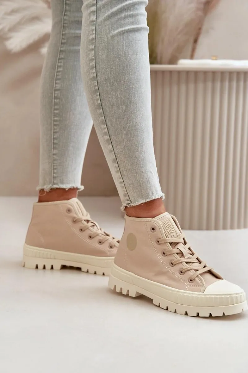 Trampki Damskie Big Star|Trampki Damskie Wysokie>Big Star Shoes Trampki Damskie Z Cholewką Za Kostkę Big Star OO274006 Beżowe Beżowy