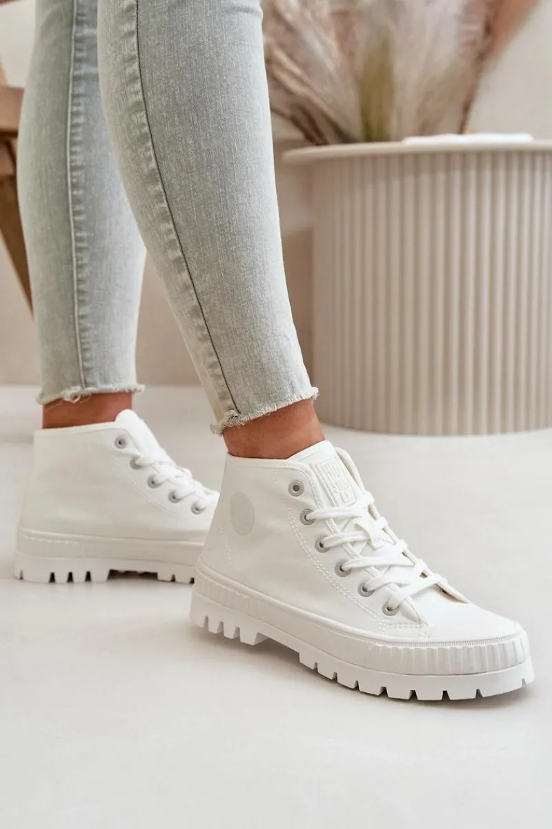 Discount Trampki Damskie Z Cholewką Za Kostkę Big Star OO274009 Białe Damskie Trampki Damskie Big Star|Trampki Damskie Wysokie