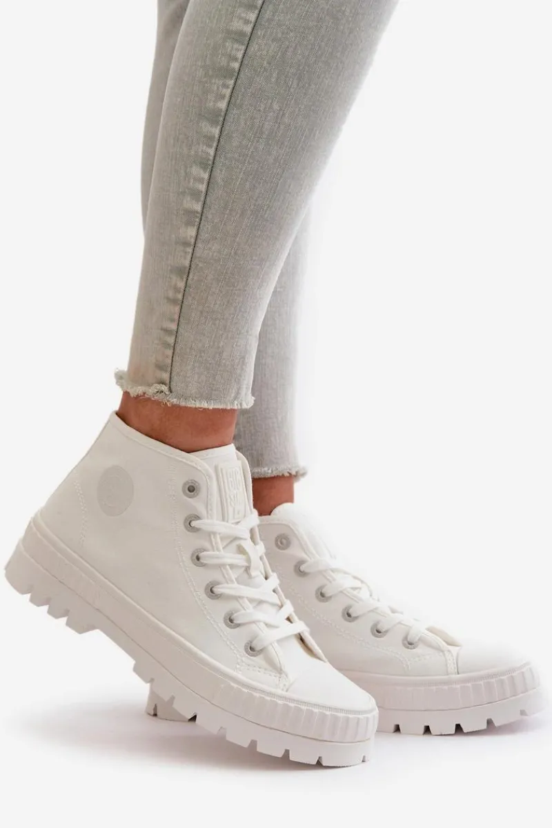 Discount Trampki Damskie Z Cholewką Za Kostkę Big Star OO274009 Białe Damskie Trampki Damskie Big Star|Trampki Damskie Wysokie