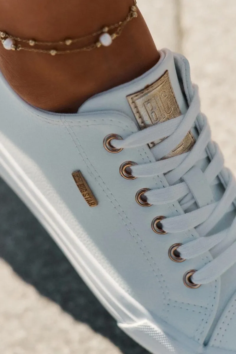 Big Star Shoes Trampki Damskie Z Eko Skóry Big Star RR274748 Białe Biały