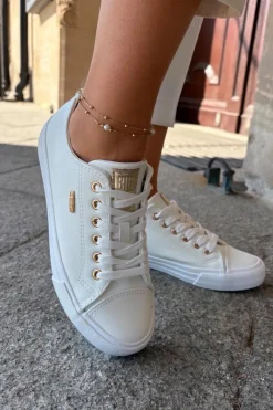 Big Star Shoes Trampki Damskie Z Eko Skóry Big Star RR274748 Białe Biały