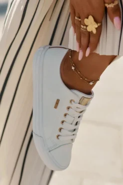 Big Star Shoes Trampki Damskie Z Eko Skóry Big Star RR274748 Białe Biały