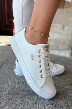 Big Star Shoes Trampki Damskie Z Eko Skóry Big Star RR274748 Białe Biały