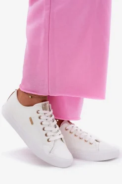 Big Star Shoes Trampki Damskie Z Eko Skóry Big Star RR274748 Białe Biały