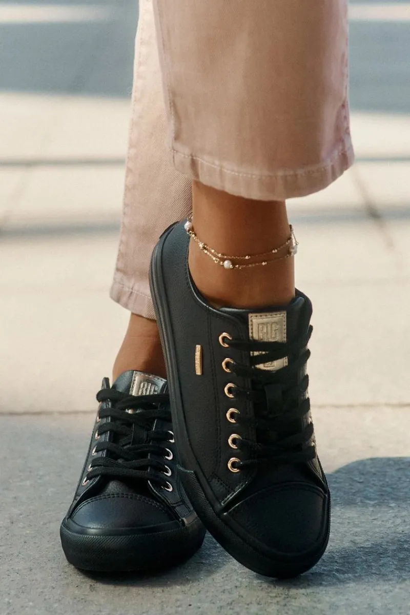 Discount Trampki Damskie Z Eko Skóry Big Star RR274749 Czarne Damskie Trampki Damskie Big Star|Trampki Damskie Niskie